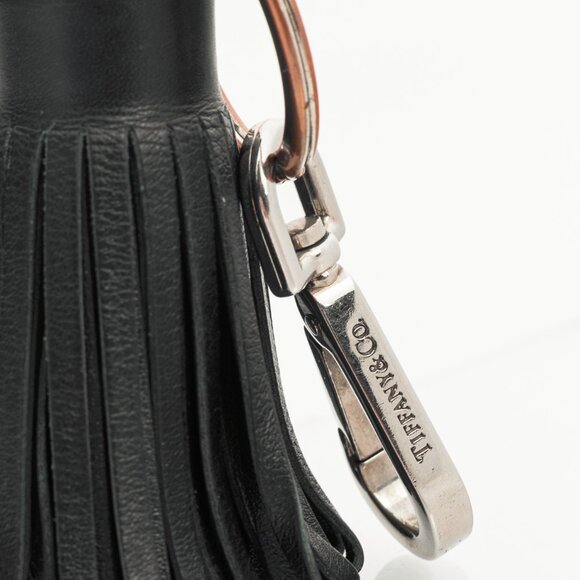Tiffany & Co. Black Leather Fringe Tassel Keychain - Picture 2 of 4